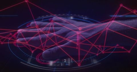 Futuristic Interface with Holographic Technology Network Lines