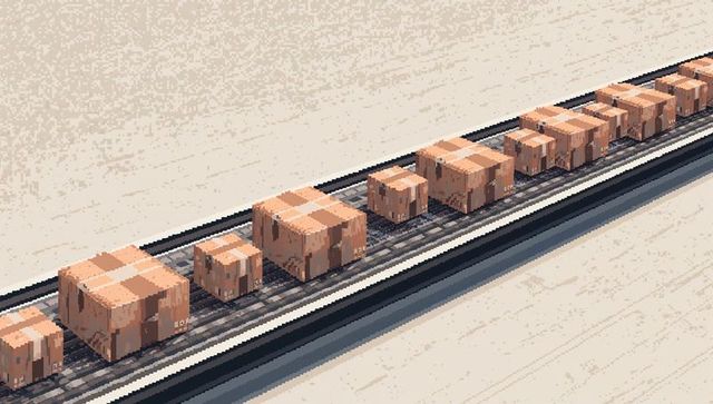 Moving cardboard boxes rolling on conveyor belt for warehouse fulfillment and distribution