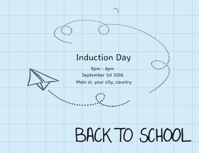 Back to School Induction Day Event Flyer with Paper Plane Graphic - Download Free Stock Templates Pikwizard.com