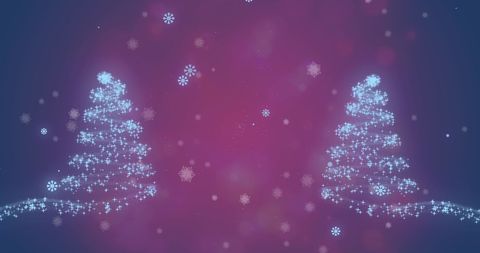 Magical Christmas Trees with Falling Snowflakes
