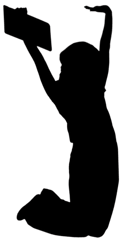 Jumping Silhouette of Woman Celebrating Success Transparent Background