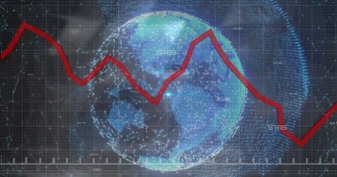 Global Financial Analysis with Digital Chart and Earth Projection
