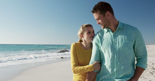 Couple Enjoying a Day at the Beach - Download Free Stock Images Pikwizard.com