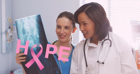 Medical Professionals Promoting Breast Cancer Awareness with Hope