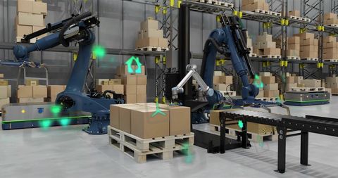 Automated Warehouse Robotics and Digital Interfaces in Logistics