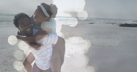 Joyful Romantic Couple Having Fun at Beach