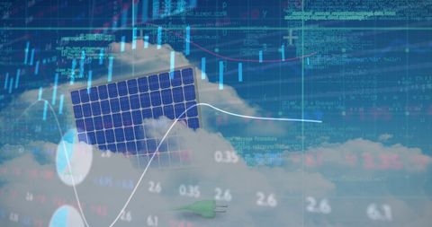 Renewable Energy Technology with Financial Data Art Overlay - Download Free Stock Images Pikwizard.com