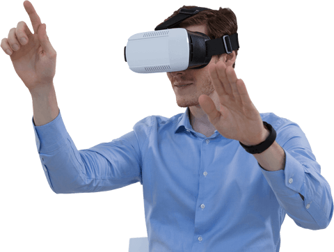 Caucasian Man Using VR Headset on Transparent Background for Innovation Concept - Download Free Stock Videos Pikwizard.com
