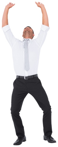 Transparent Energetic Businessman Celebrating Success
