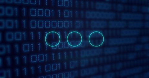 Binary Code Display with Neon Circles on Digital Interface - Download Free Stock Images Pikwizard.com
