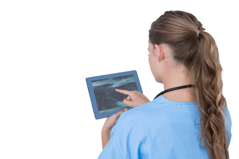 Caucasian Nurse Using Digital Tablet Transparent Background - Download Free Stock Videos Pikwizard.com