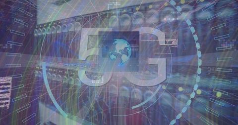holographic 5g symbol floating in data center environment - Download Free Stock Images Pikwizard.com