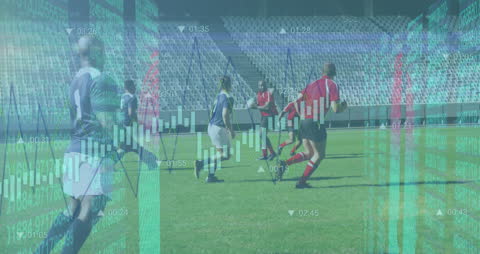 Rugby Players in Action with Digital Data Overlay