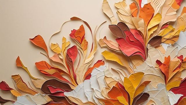 Vibrant autumn-inspired abstract paper sculpture