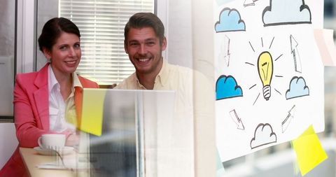 Team collaboration on brainstorming ideas in modern office