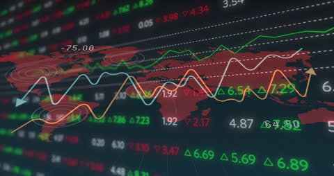 Financial Market Data Visualization with World Map Overlay
