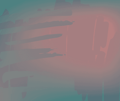 Transparent abstract digital shape with pink and teal hues