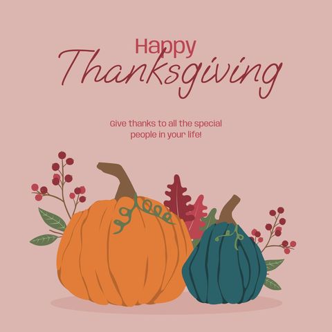 Thanksgiving Greeting Card with Pumpkins and Autumn Elements