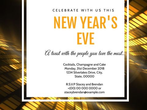 Elegant new year's eve celebration invitation with golden design
