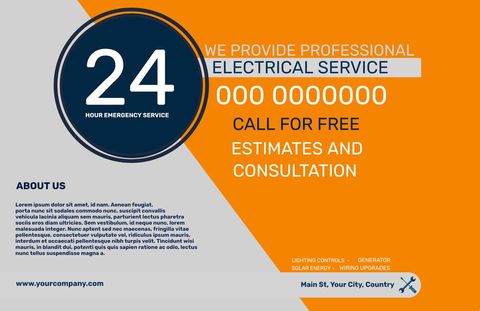 24/7 Emergency Electrical Service Template with Bold Design - Download Free Stock Templates Pikwizard.com