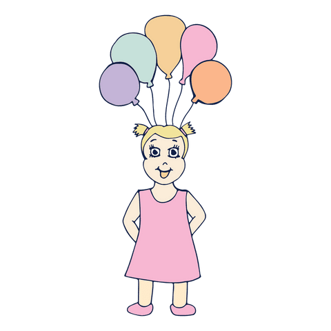 Cute Girl Holding Balloons on Transparent Background