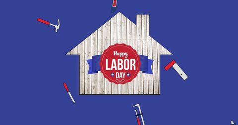 Happy Labor Day Celebration with Tools and House Design