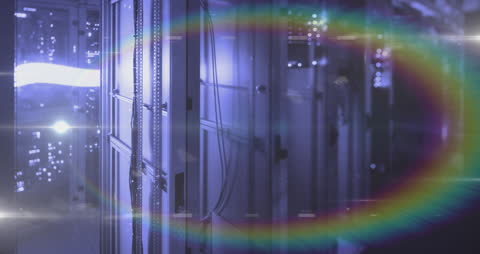Futuristic Data Center With Digital Effects Lighting