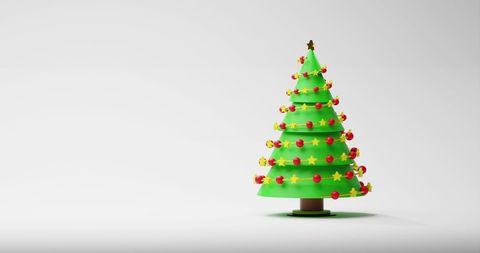 Minimalist digital christmas tree with red ornaments