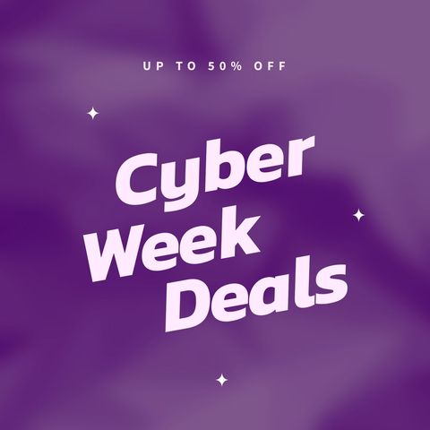 Cyber Week Deals Promotional Digital Banner on Purple Background - Download Free Stock Templates Pikwizard.com