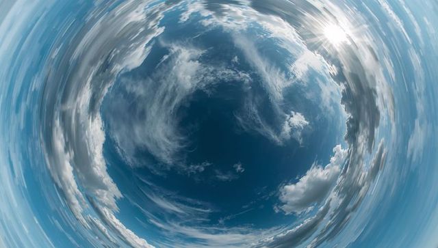 Swirling Circular Cloud Vortex in a Radiant Sky Background