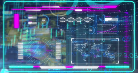 Futuristic City Data Interface Digital Animation