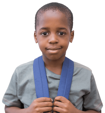 African American Schoolboy with Backpack Transparent Back to School Concept