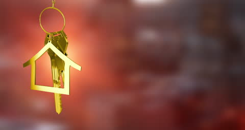 Golden House Keys Hanging with Blurred Background