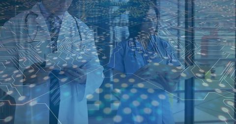 Medical professionals innovating with digital technology integration