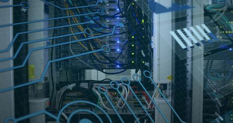Futuristic Data Center With Graphic Overlay Indicating Global Connection - Download Free Stock Images Pikwizard.com