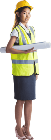 transparent confident female architect holding blueprints - Download Free Stock Videos Pikwizard.com