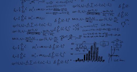 Complex Mathematical Formulas on Blue Background Symbolizing Data Processing - Download Free Stock Images Pikwizard.com