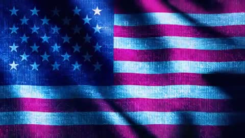 Digital USA Flag Waving Seamlessly in Techno Fusion
