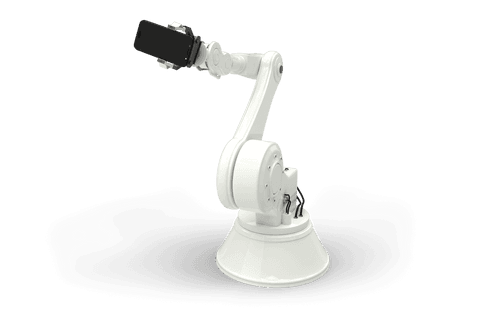 Transparent robotics arm with smartphone digital illustration