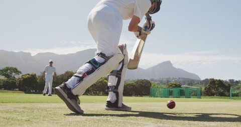 Cricketer in Action Hitting Ball Outdoors - Download Free Stock Images Pikwizard.com