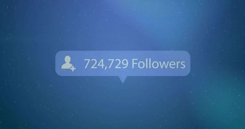 Displaying 724,729 Followers Notification Bubble on Teal Speckled Gradient Background