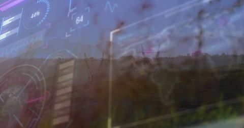 High-Tech Interface Over Rural Landscape Depicting Futuristic Innovation