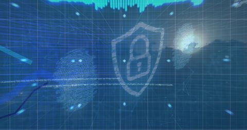 futuristic digital security interface with fingerprints and padlock shield - Download Free Stock Images Pikwizard.com