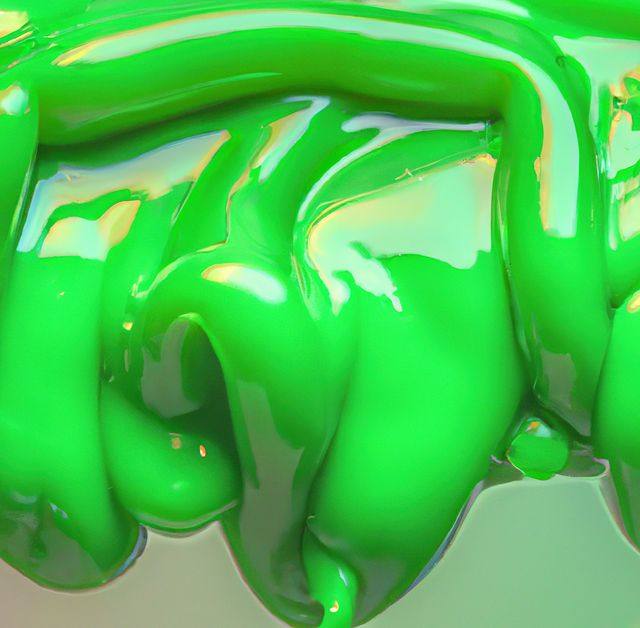 Close up of green slime on green background created using generative ai technology. Texture, color and pattern concept, digitally generated image.