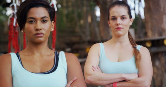 Diverse Fit Women with Determined Expressions in Outdoor Gym - Download Free Stock Images Pikwizard.com