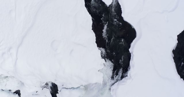 Frozen River Breaking Through Snowy Landscape Aerial View - Download Free Stock Images Pikwizard.com