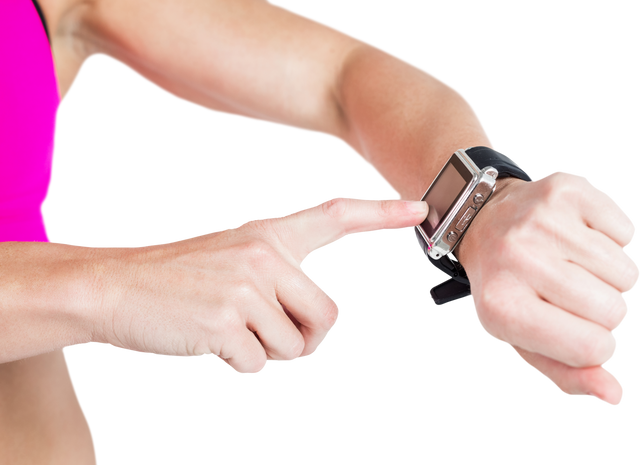 Athletic Woman Using Smart Watch on Transparent Background - Download Free Stock Videos Pikwizard.com