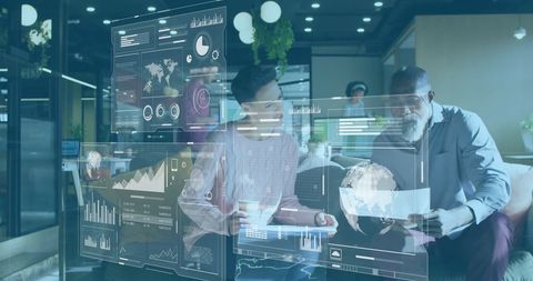 Diverse Colleagues Analyzing Data with Digital Interface - Download Free Stock Images Pikwizard.com