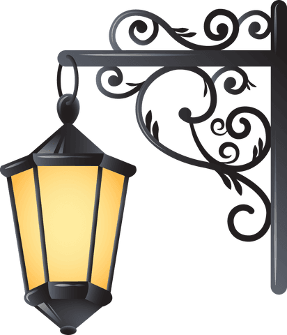 Vintage Lantern with Intricate Scrollwork on Transparent Background