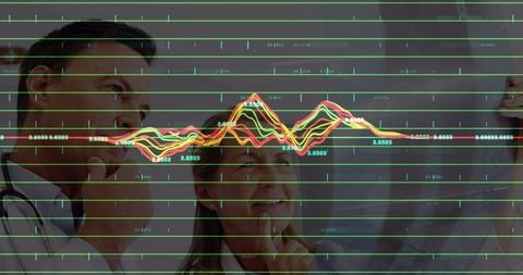 Doctors Analyzing Financial Graphs Illustrating Economic Impact on Healthcare